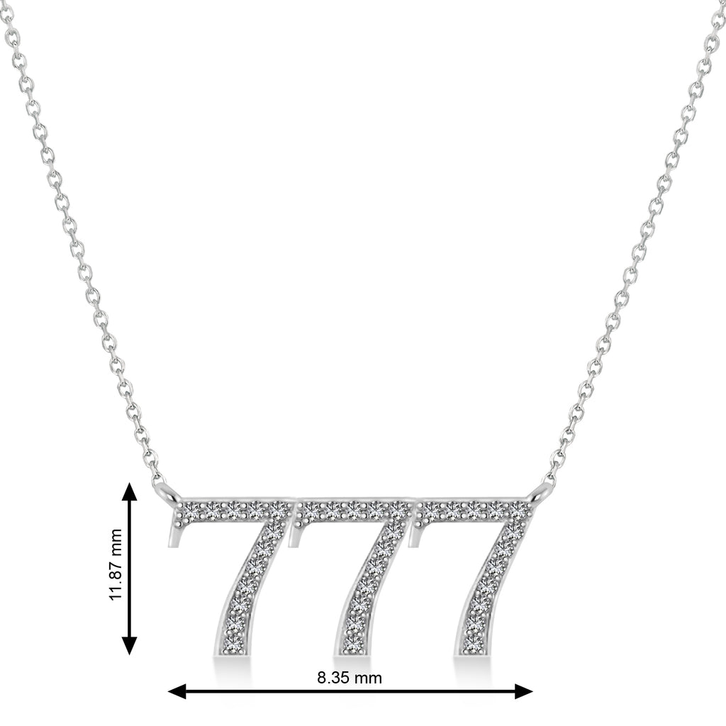 Diamond 777 Angel Number Pendant  Necklace 14K White Gold (0.36ct)