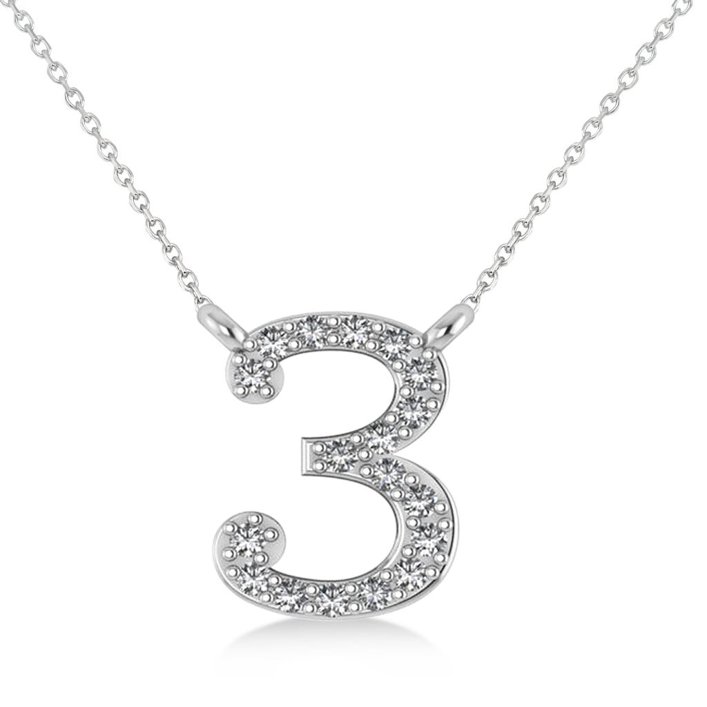 Diamond Personalized Number Pendant Necklace 14k White Gold