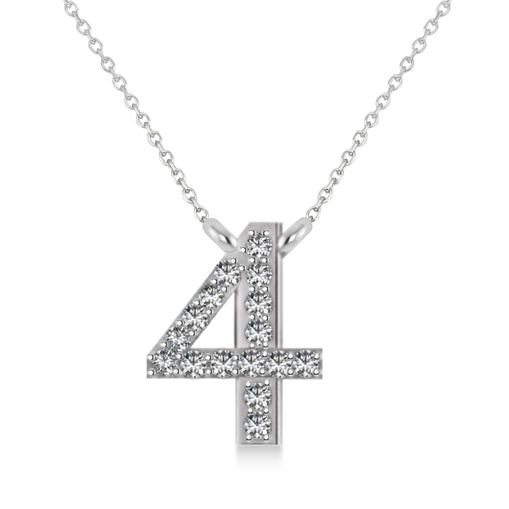 Diamond Personalized Number Pendant Necklace 14k White Gold