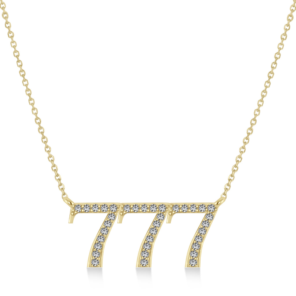 Diamond 777 Angel Number Pendant Necklace 14K Yellow Gold (0.36ct)