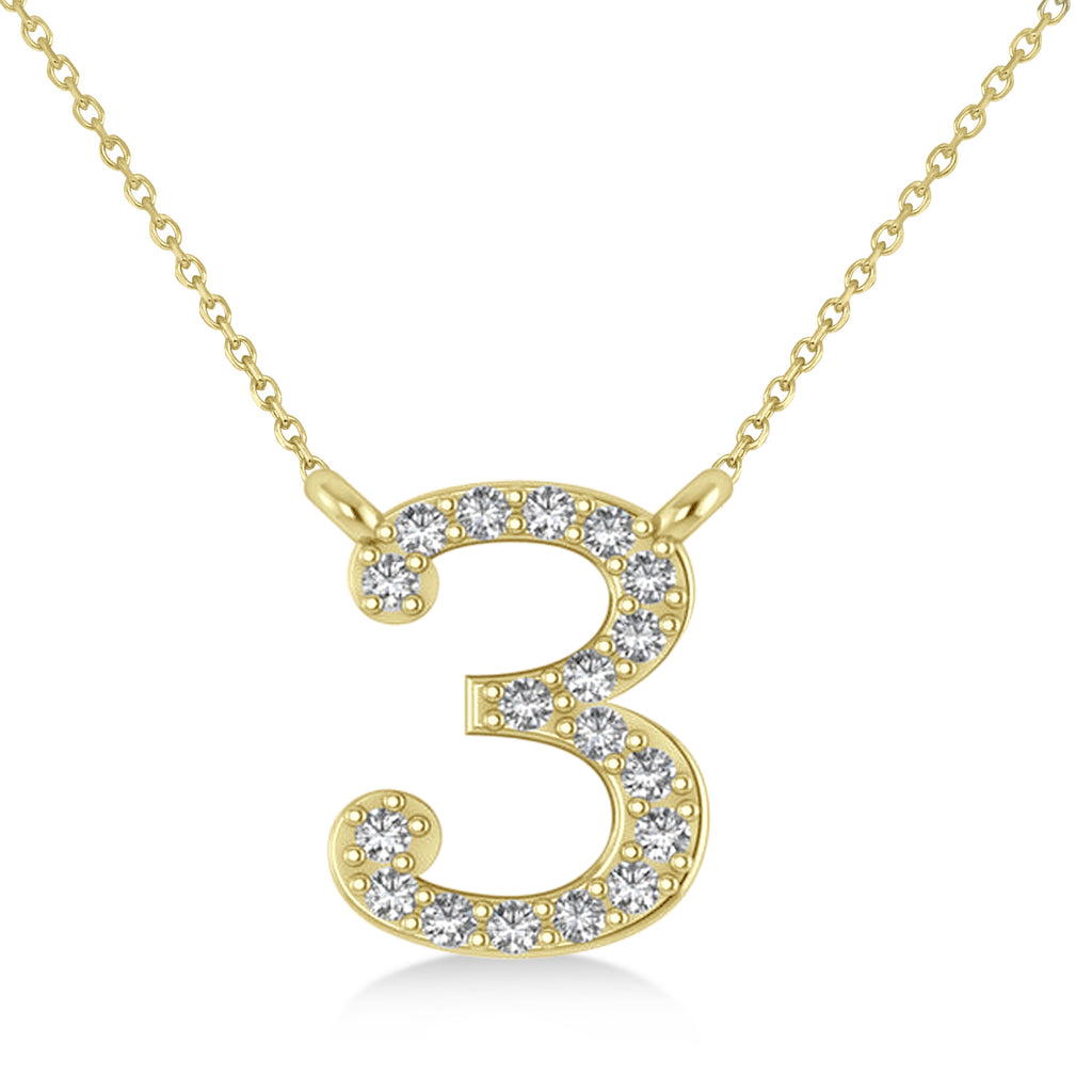 Diamond Personalized Number Pendant Necklace 14k Yellow Gold
