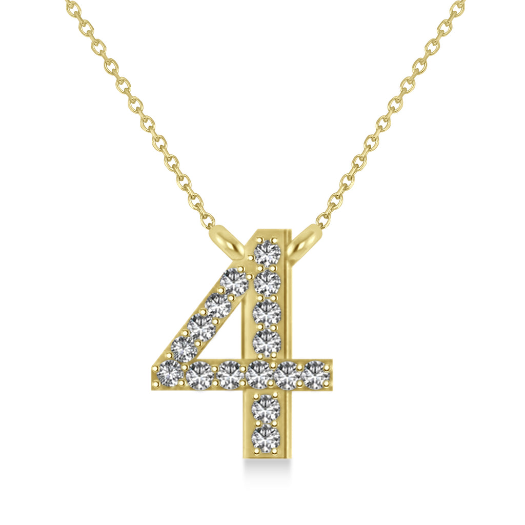 Diamond Personalized Number Pendant Necklace 14k Yellow Gold