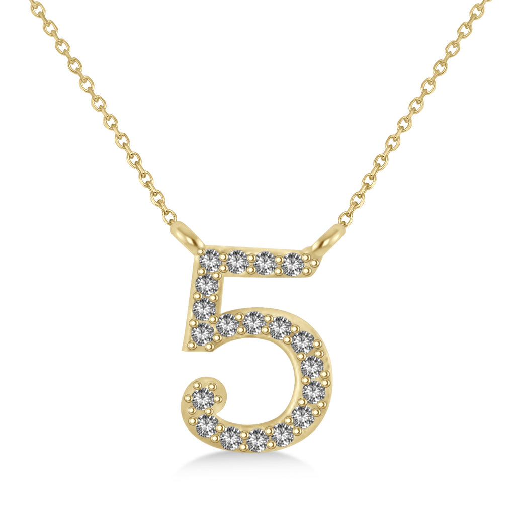 Diamond Personalized Number Pendant Necklace 14k Yellow Gold
