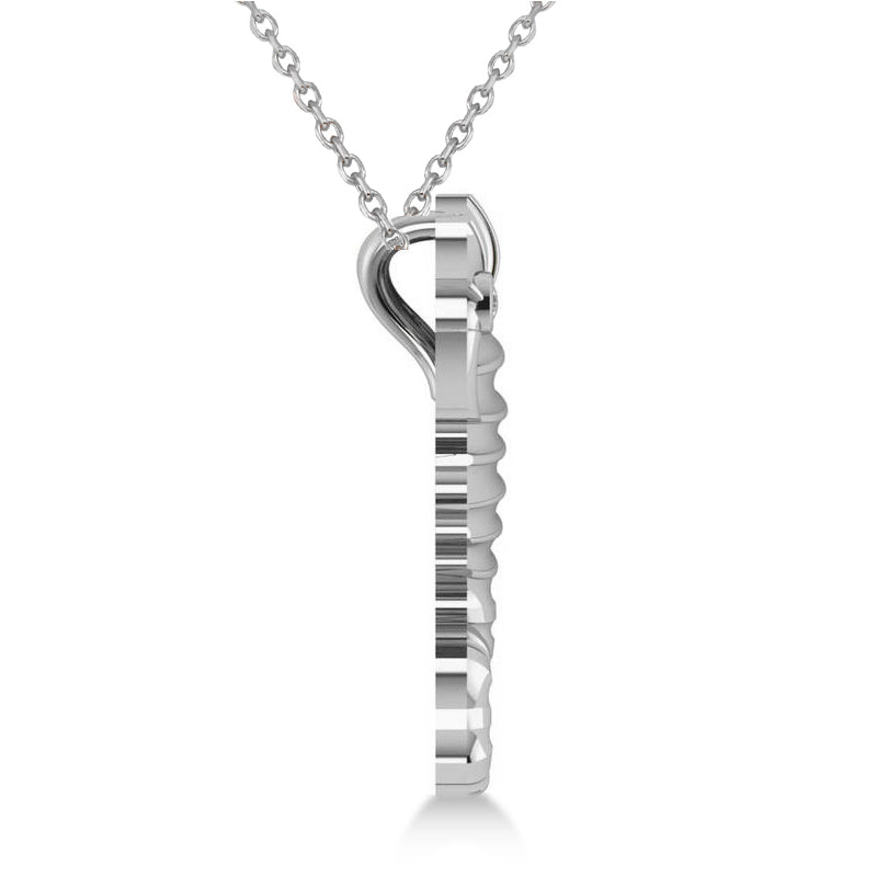 Diamond Seahorse Pendant Necklace 14k White Gold (0.01ct)