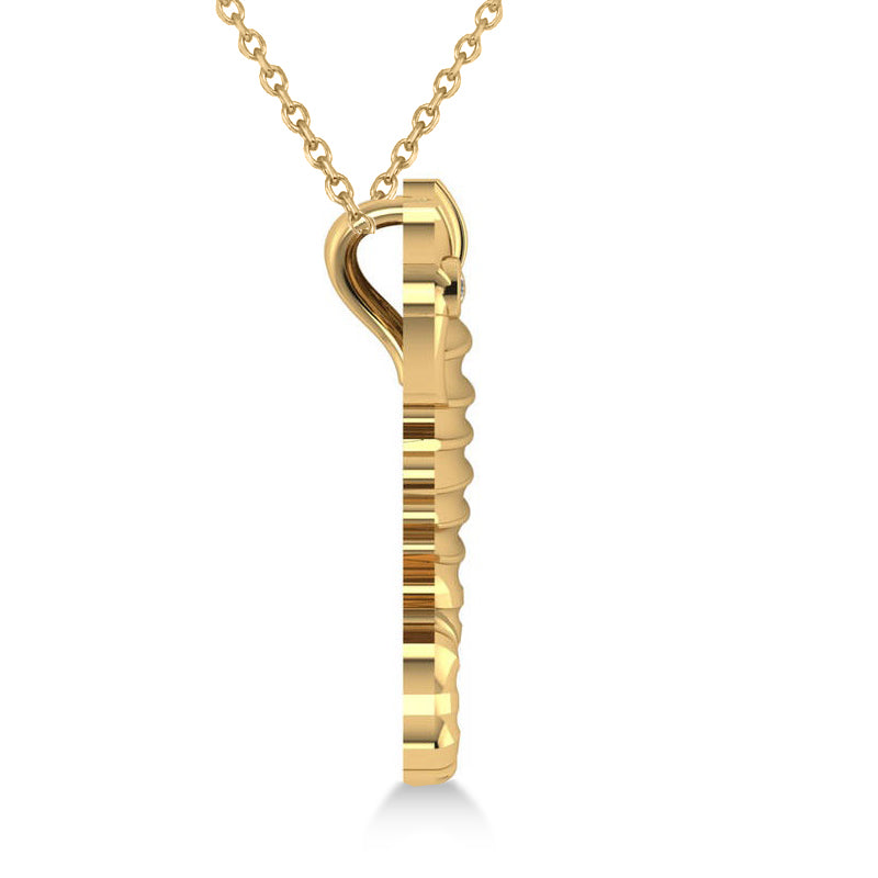 Diamond Seahorse Pendant Necklace 14k Yellow Gold (0.01ct)