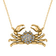 Diamond Island Crab Pendant Necklace 14K Yellow Gold (0.23ct)