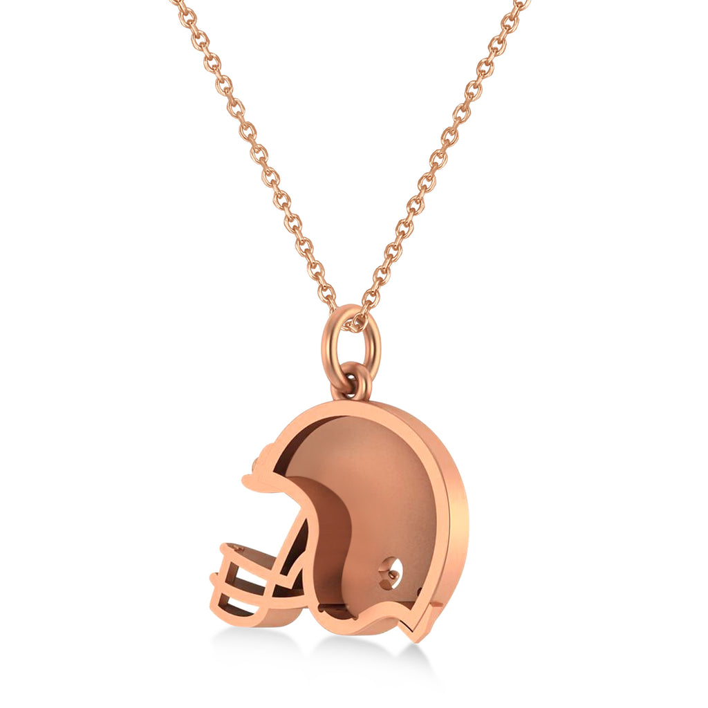 Football Helmet Charm Men's Pendant Necklace 14K Rose Gold
