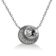 Diamond Crescent Moon & Stars Pendant Necklace 14k White Gold (0.14ct)