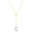 Tesoro Dangling Pearl Adjustable Lariat Necklace 14K Yellow Gold