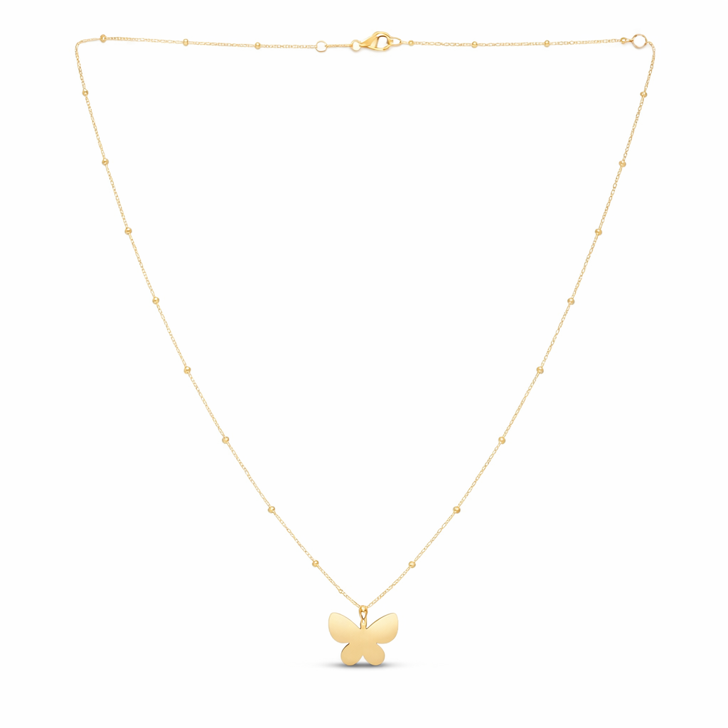 Butterfly Pendant Necklace in 14k Yellow Gold