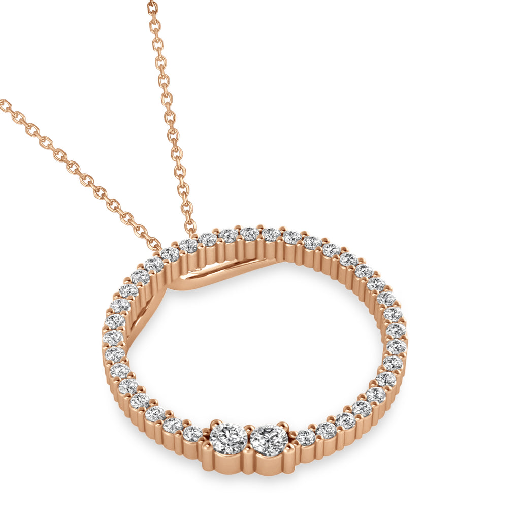 Lab Diamond Locked Circle of Life Pendant Necklace 14k Rose Gold (0.46ct)