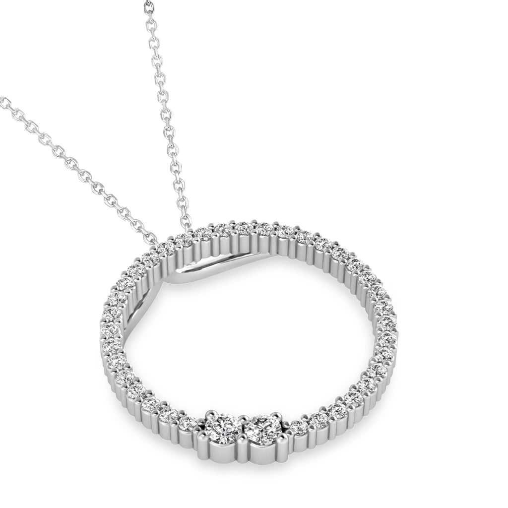 Lab Grown Diamond Locked Circle of Life Pendant Necklace 14k White Gold (0.46ct)