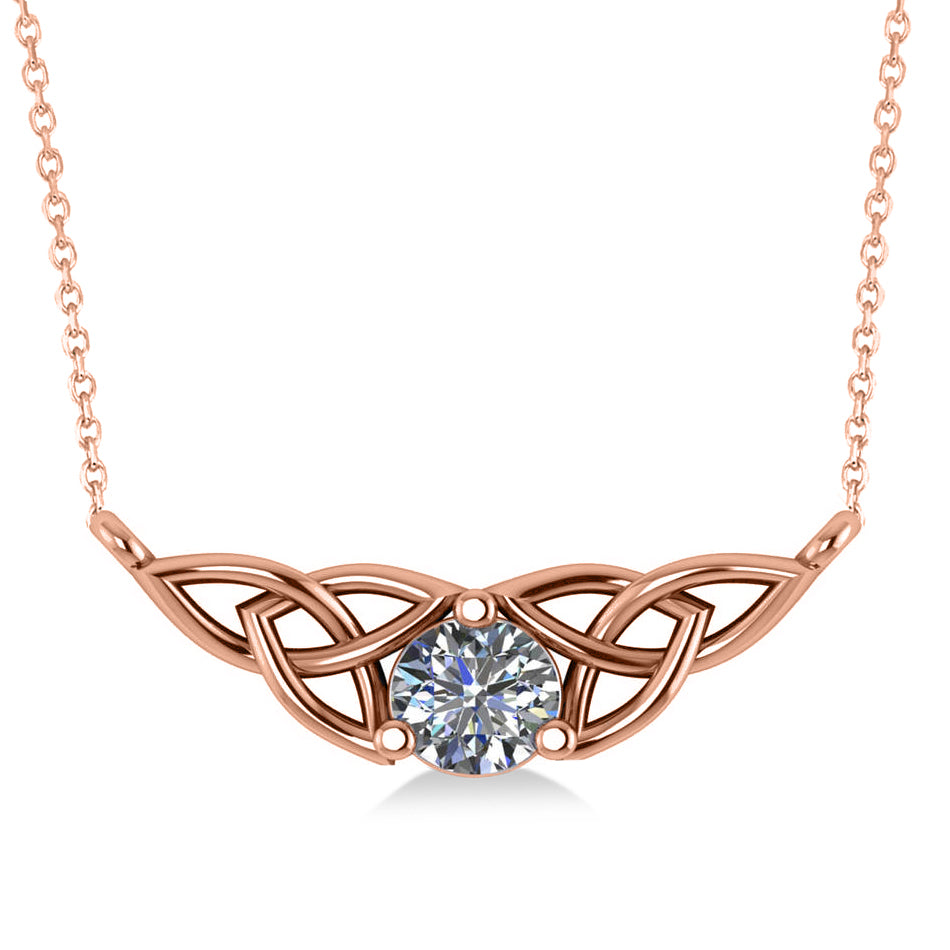 Celtic Round Diamond Pendant Necklace 14k Rose Gold (0.50ct)
