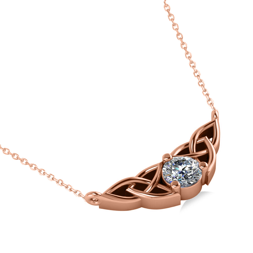 Celtic Round Diamond Pendant Necklace 14k Rose Gold (0.50ct)