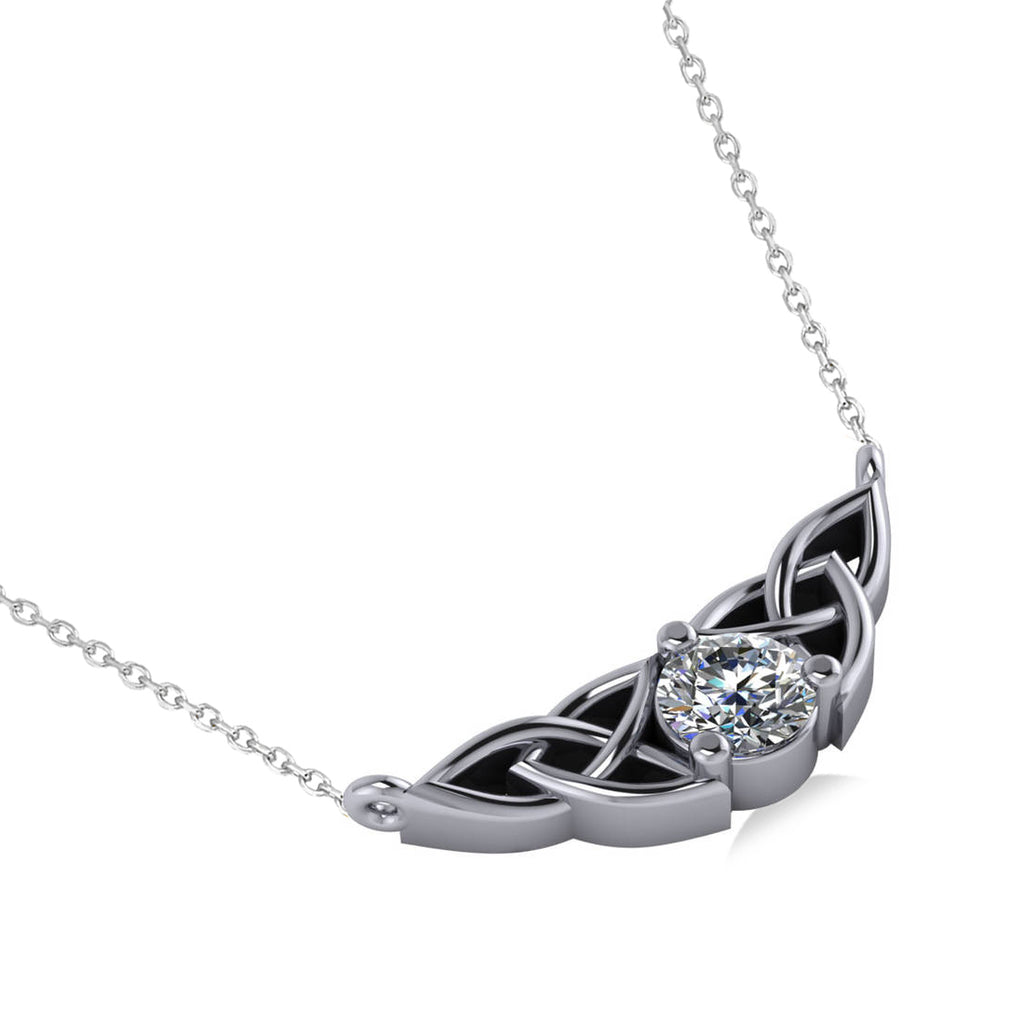 Celtic Round Diamond Pendant Necklace 14k White Gold (0.50ct)