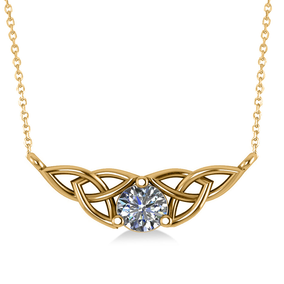 Celtic Round Diamond Pendant Necklace 14k Yellow Gold (0.50ct)