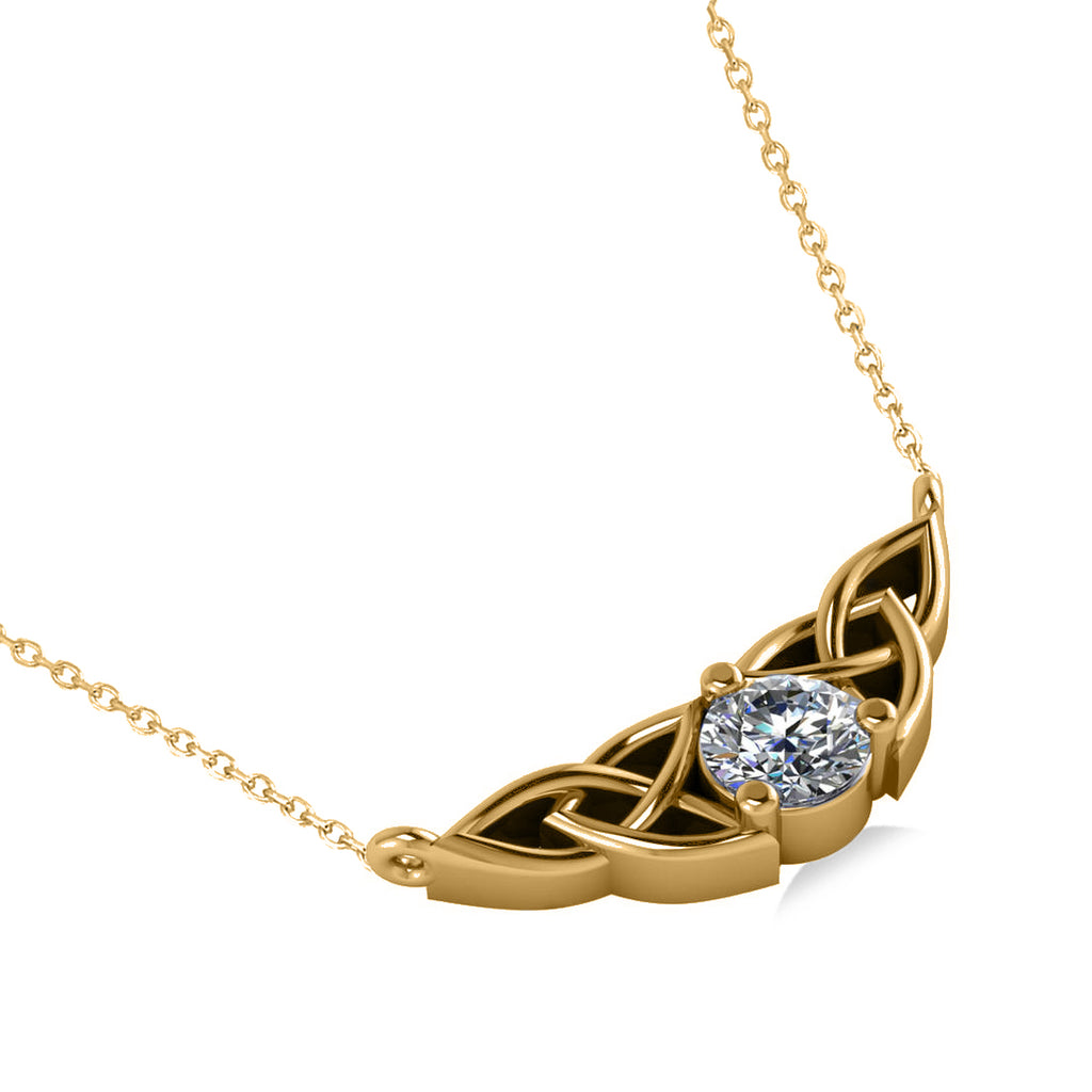 Celtic Round Diamond Pendant Necklace 14k Yellow Gold (0.50ct)