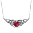 Celtic Round Ruby Pendant Necklace 14k White Gold (0.60ct)