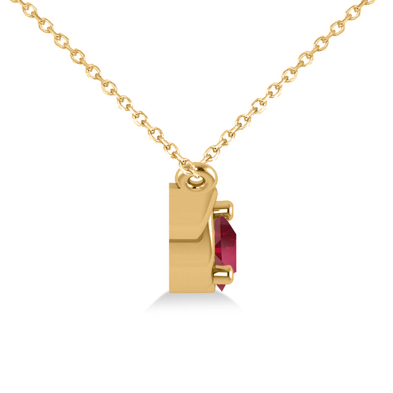 Celtic Round Ruby Pendant Necklace 14k Yellow Gold (0.60ct)