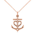 Anchor & Heart Pendant Necklace 14k Rose Gold