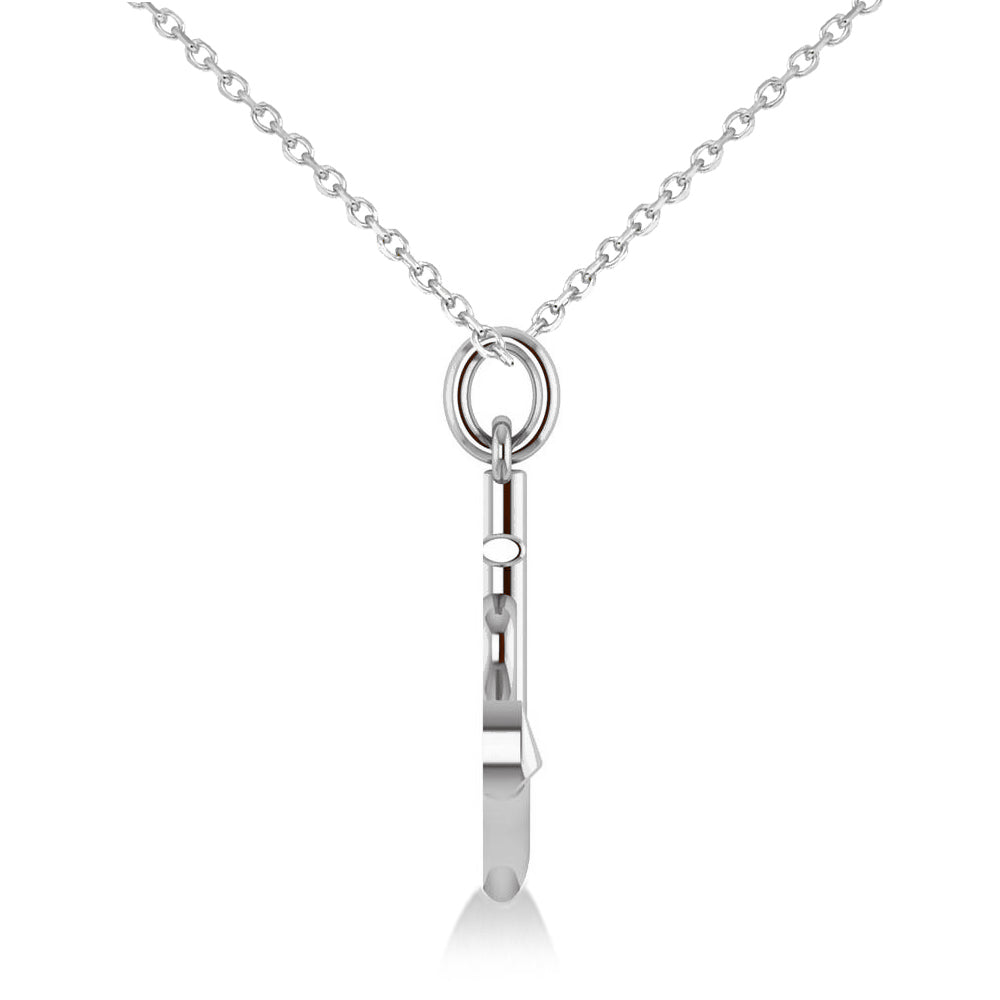 Anchor & Heart Pendant Necklace 14k White Gold