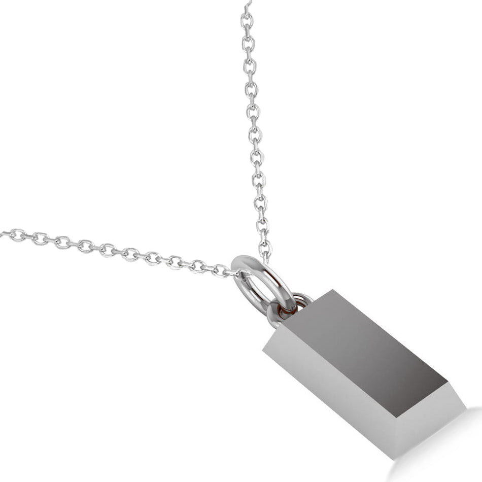 Gold Bullion Bar Pendant Necklace 14k White Gold