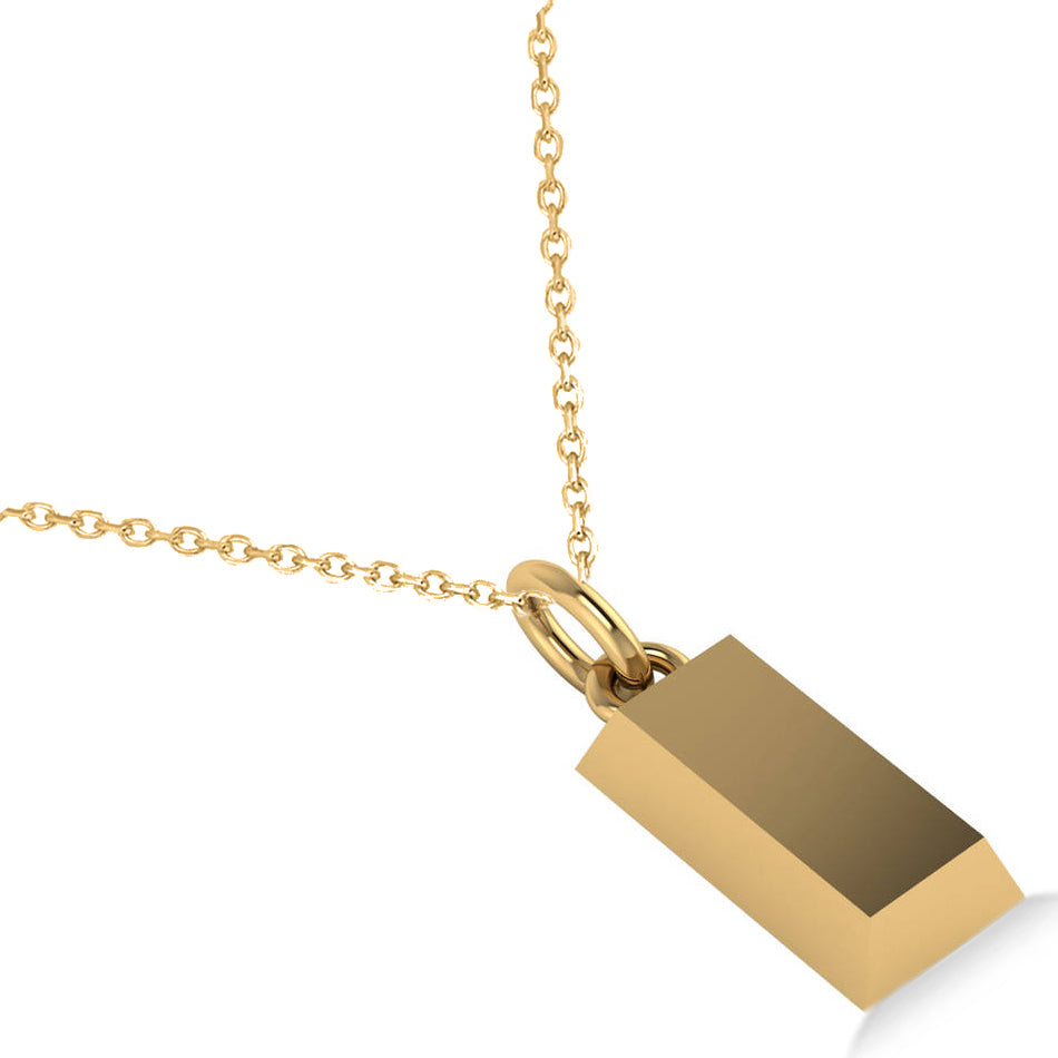 Gold Bullion Bar Pendant Necklace 14k Yellow Gold