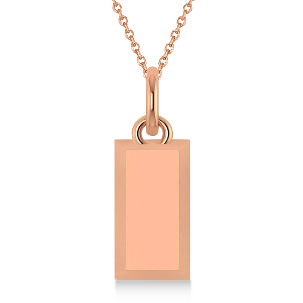 Large Gold Bullion Bar Pendant Necklace 14k Rose Gold
