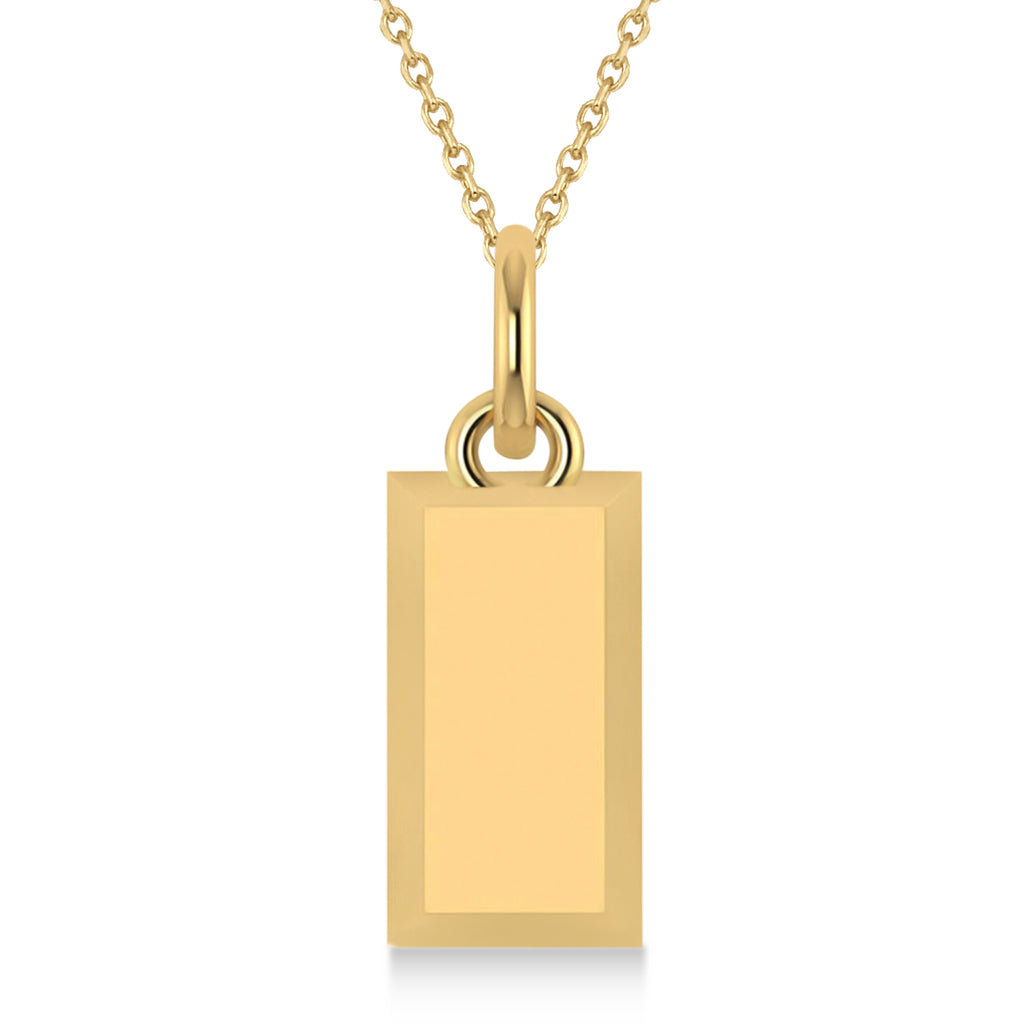 Large Gold Bullion Bar Pendant Necklace 14k Yellow Gold