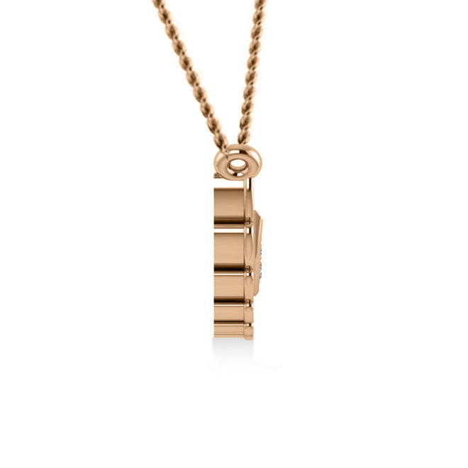 Diamond Angel Wings Pendant Necklace 14k Rose Gold (0.11ct)