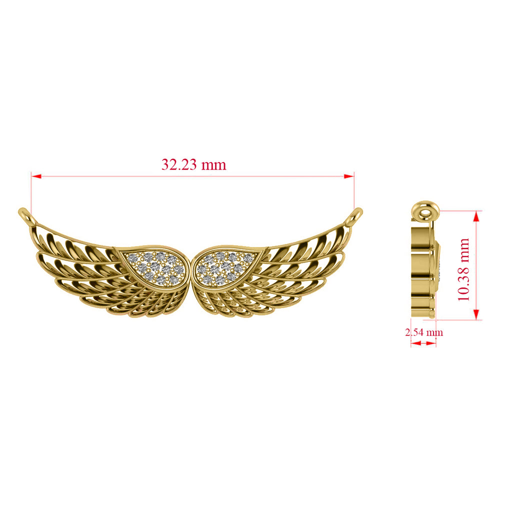 Diamond Angel Wings Pendant Necklace 14k Yellow Gold (0.11ct)