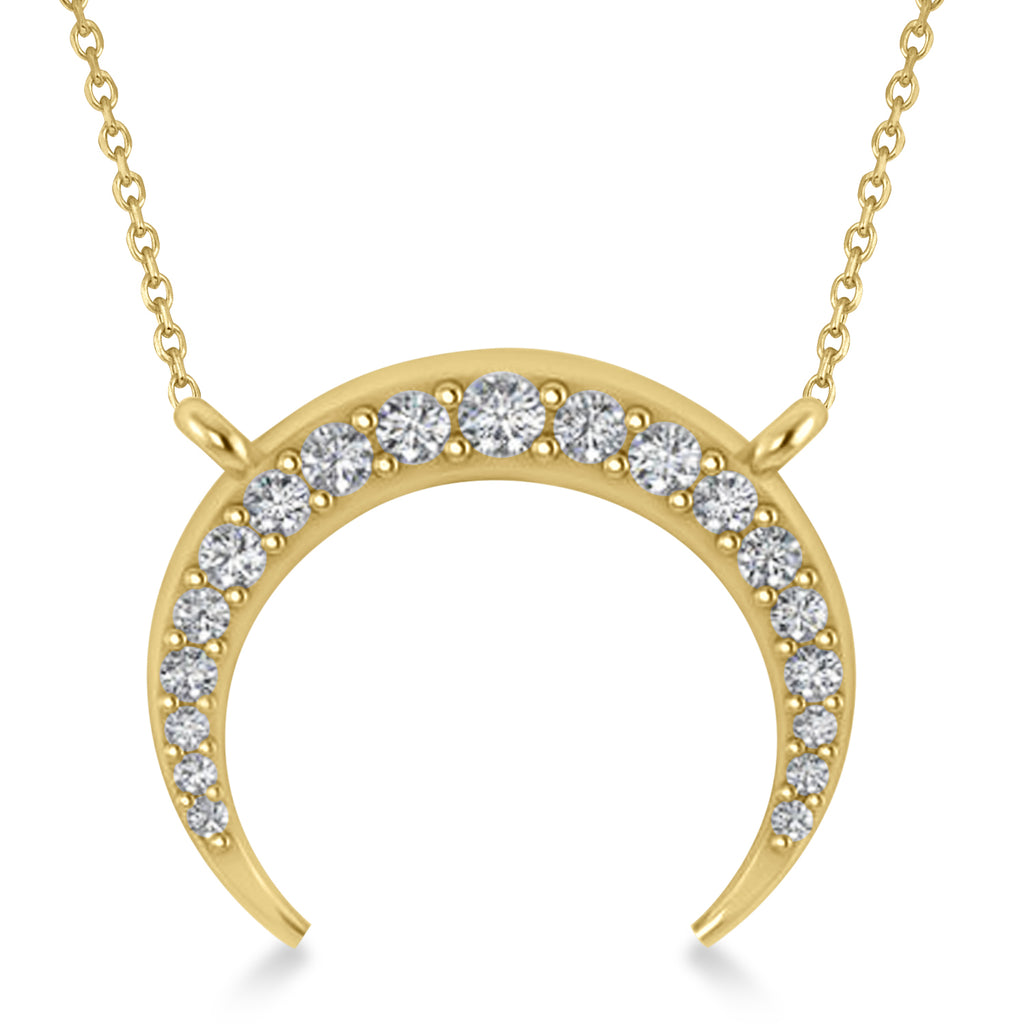 Diamond Crescent Moon Horn Pendant 14k Yellow Gold (0.24ct)