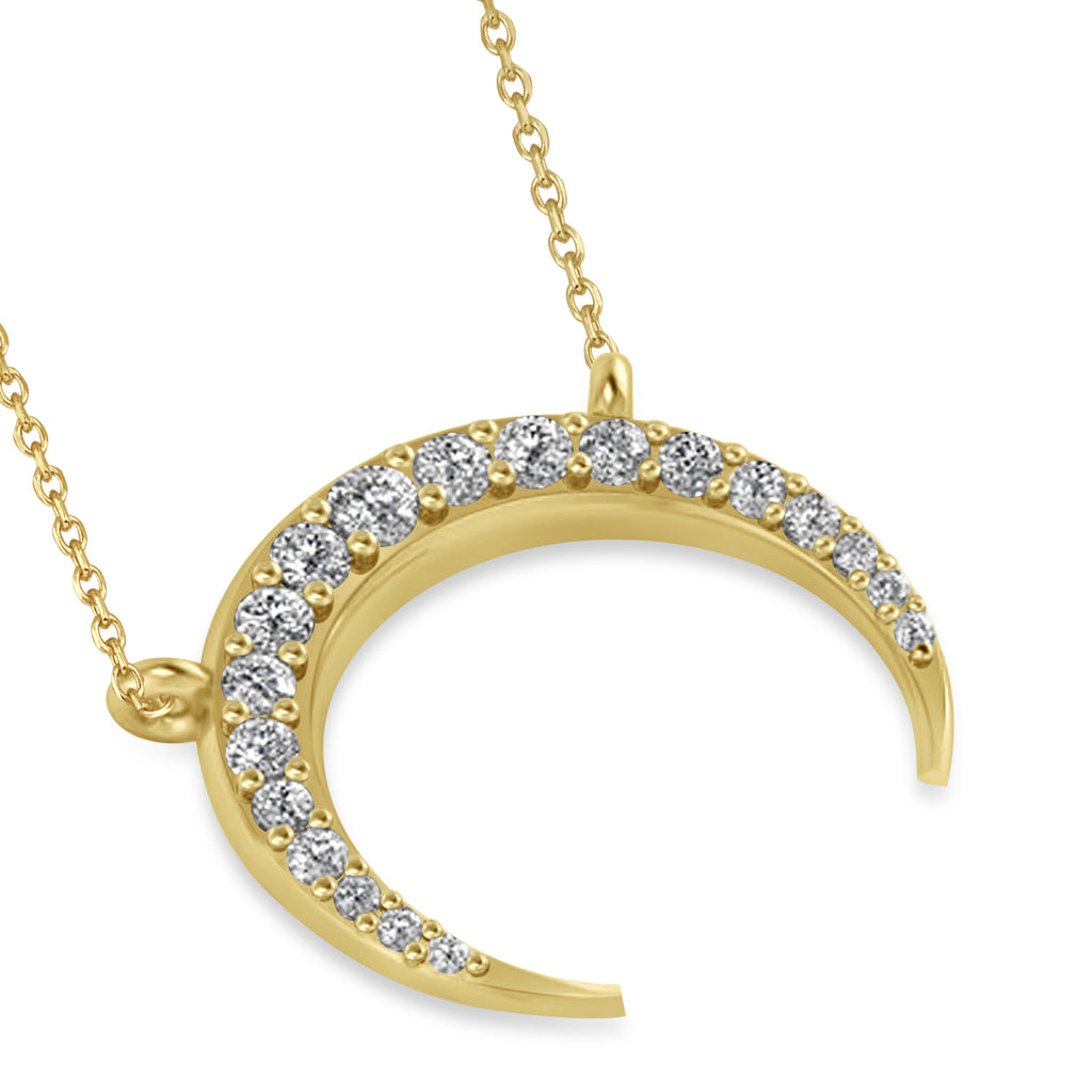 Diamond Crescent Moon Horn Pendant 14k Yellow Gold (0.24ct)