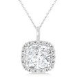 Cushion Cut Diamond Halo Pendant 14k White Gold (0.78ct)