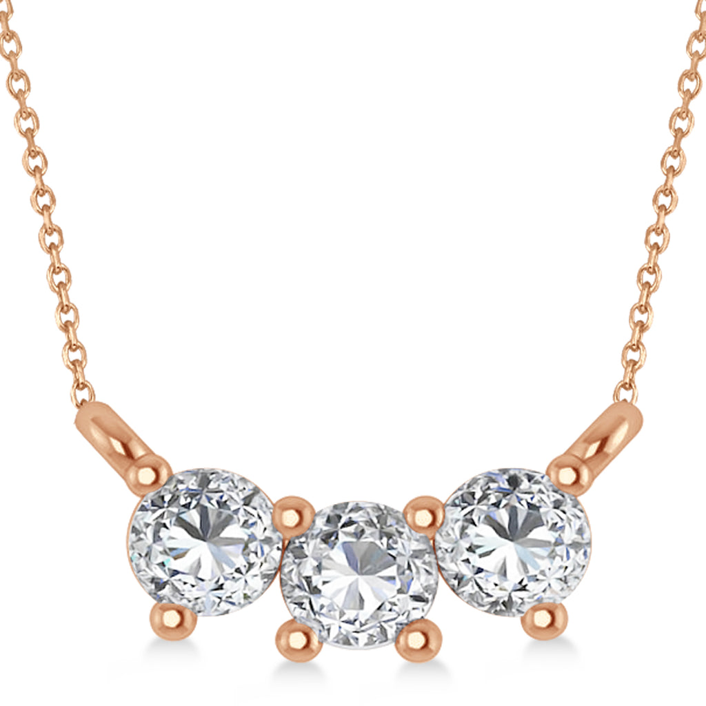 Three Stone Diamond Pendant Necklace 14k Rose Gold (0.45ct)