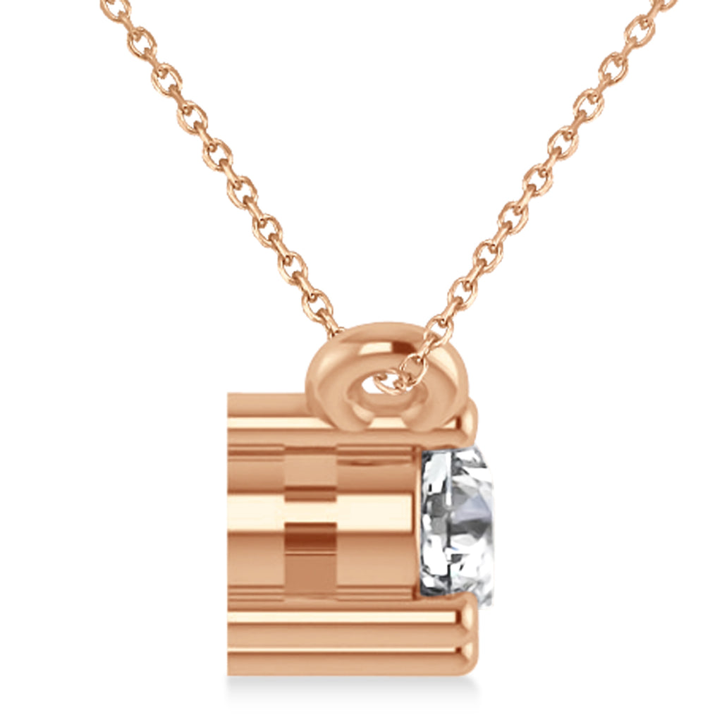Three Stone Diamond Pendant Necklace 14k Rose Gold (0.45ct)