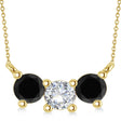Three Stone Diamond & Black Diamond Pendant Necklace 14k Yellow Gold (1.00ct)