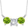 Three Stone Diamond & Peridot Pendant Necklace 14k White Gold (1.00ct)
