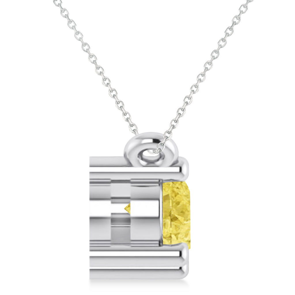 Three Stone Diamond & Yellow Diamond Pendant Necklace 14k White Gold (1.00ct)