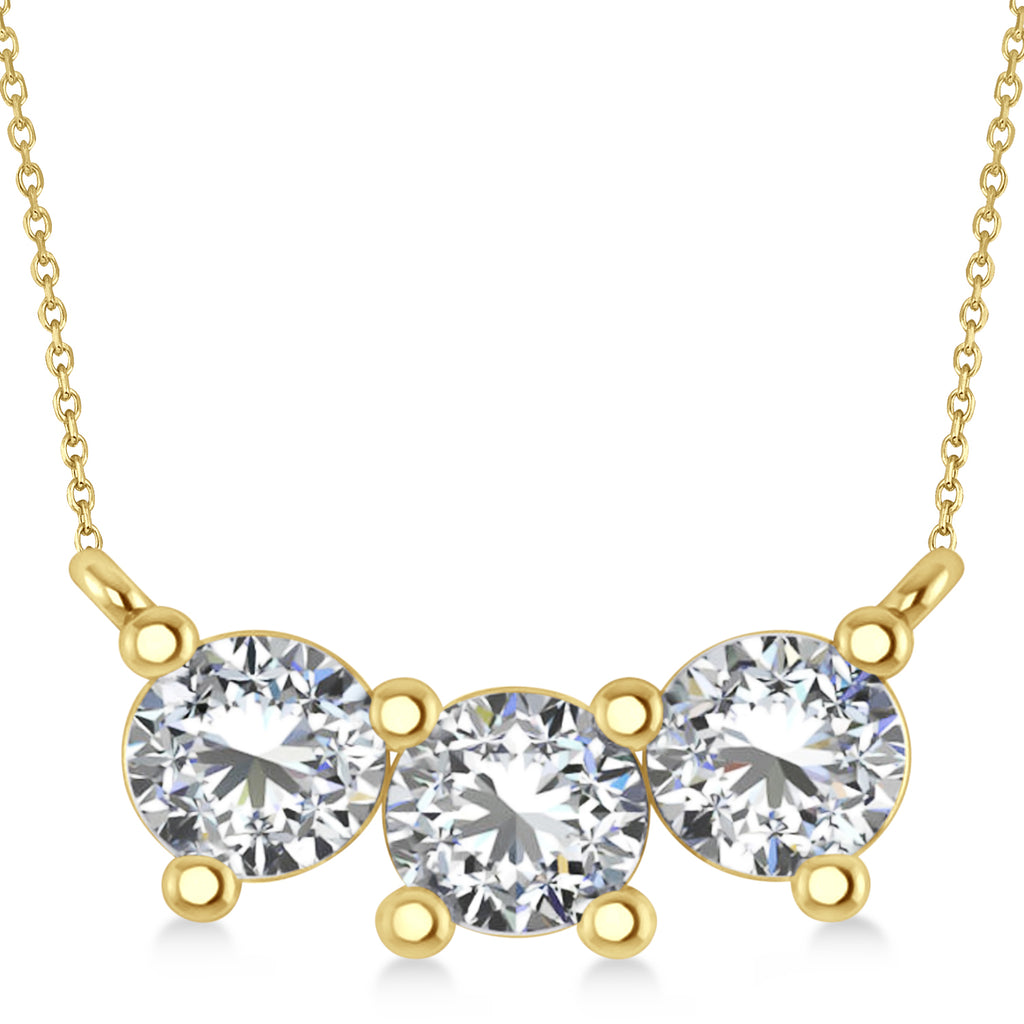 Three Stone Diamond Pendant Necklace 14k Yellow Gold (1.50ct)