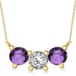 Three Stone Diamond & Amethyst Pendant Necklace 14k Yellow Gold (1.50ct)