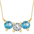 Three Stone Diamond & Blue Topaz Pendant Necklace 14k Yellow Gold (1.50ct)