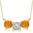 Three Stone Diamond & Citrine Pendant Necklace 14k Yellow Gold (1.50ct)