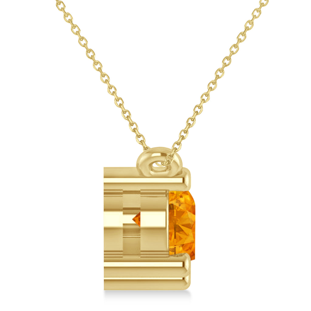 Three Stone Diamond & Citrine Pendant Necklace 14k Yellow Gold (1.50ct)