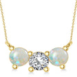Three Stone Diamond & Opal Pendant Necklace 14k Yellow Gold (1.50ct)