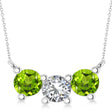 Three Stone Diamond & Peridot Pendant Necklace 14k White Gold (1.50ct)