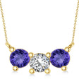 Three Stone Diamond & Tanzanite Pendant Necklace 14k Yellow Gold (1.50ct)