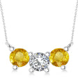 Three Stone Diamond & Yellow Sapphire Pendant Necklace 14k White Gold (1.50ct)