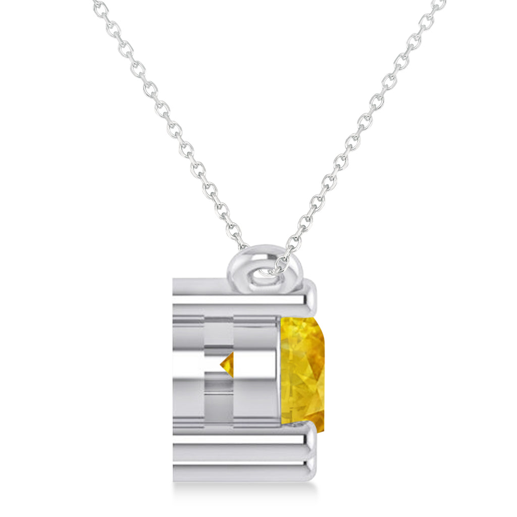 Three Stone Diamond & Yellow Sapphire Pendant Necklace 14k White Gold (1.50ct)
