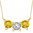 Three Stone Diamond & Yellow Sapphire Pendant Necklace 14k Yellow Gold (1.50ct)